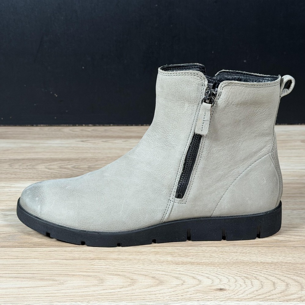ECCO Bella Boots Womens Size 11 11.5 Gray Leather Ankle Side Zip Booties - Picture 4 of 14